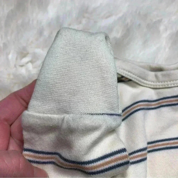 Colored Organics Gown Long Sleeved Adjustable  Tie Bottom Cream Stripes 0-3M - Picture 8 of 16